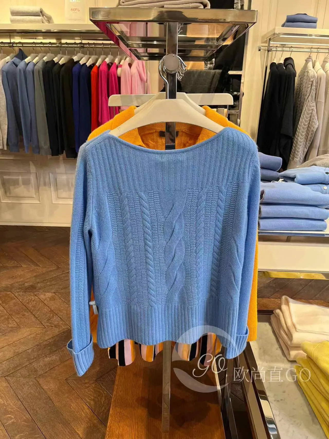 レディースセータースプリングN.peal Sky Blue Round Neck Pattern Cashmereセーター