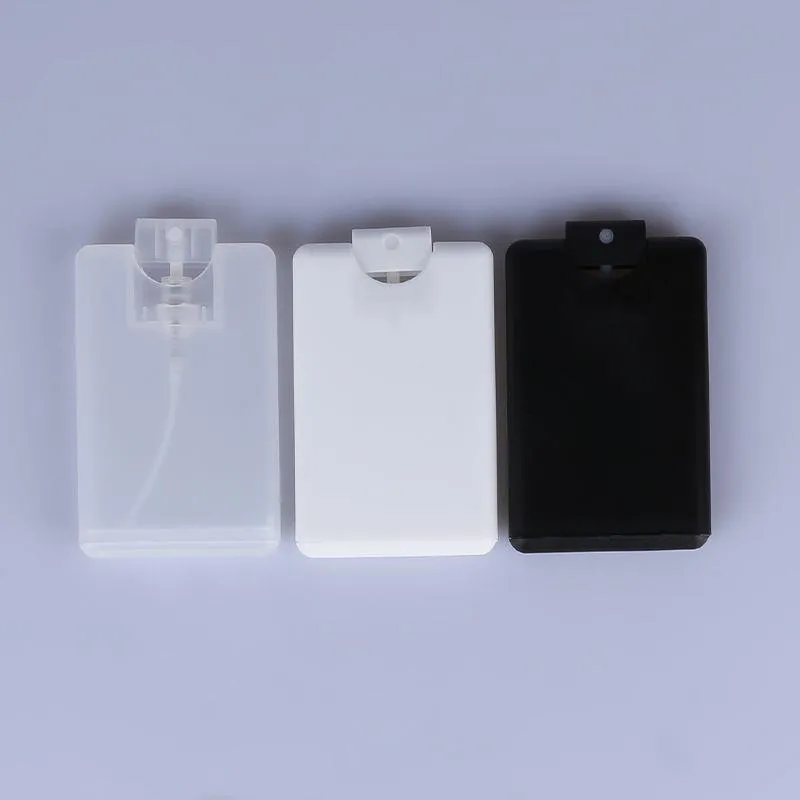 20ml refillable white plastic pocket hand sanitizer credit card type shape flat spray perfume bottle silk print logo Oxffx