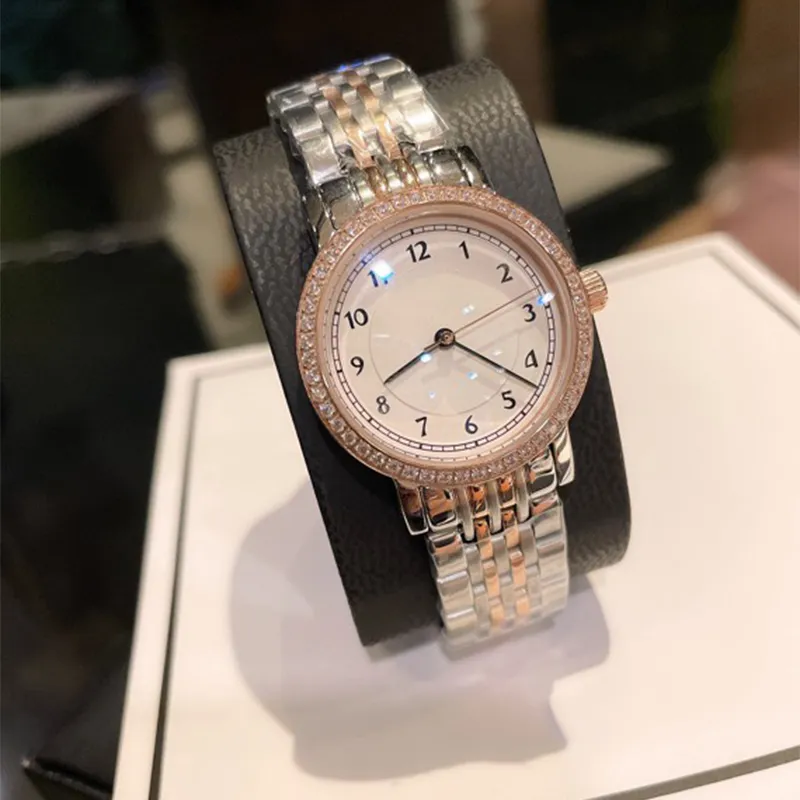 Longines tittar på kvinnor diamantkvarts titta på rörelse mode armbandsur rostfritt stål remmar montre de luxe vattentät