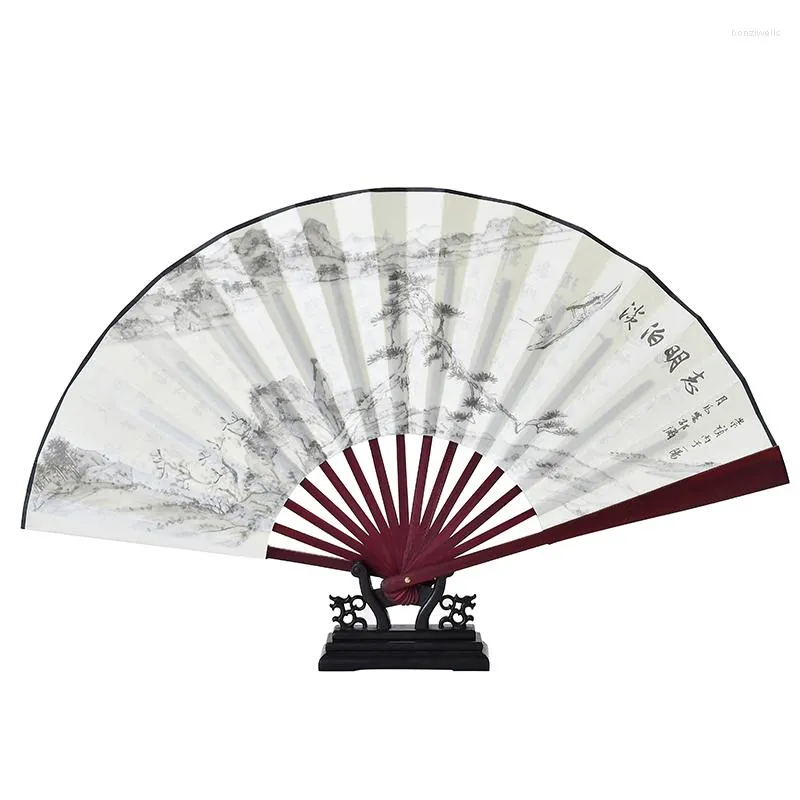 Decorative Figurines Classical Folding Silk Fan Chinese Style Men Vintage Gentleman Hand Portable Fans Abanicos Para Boda