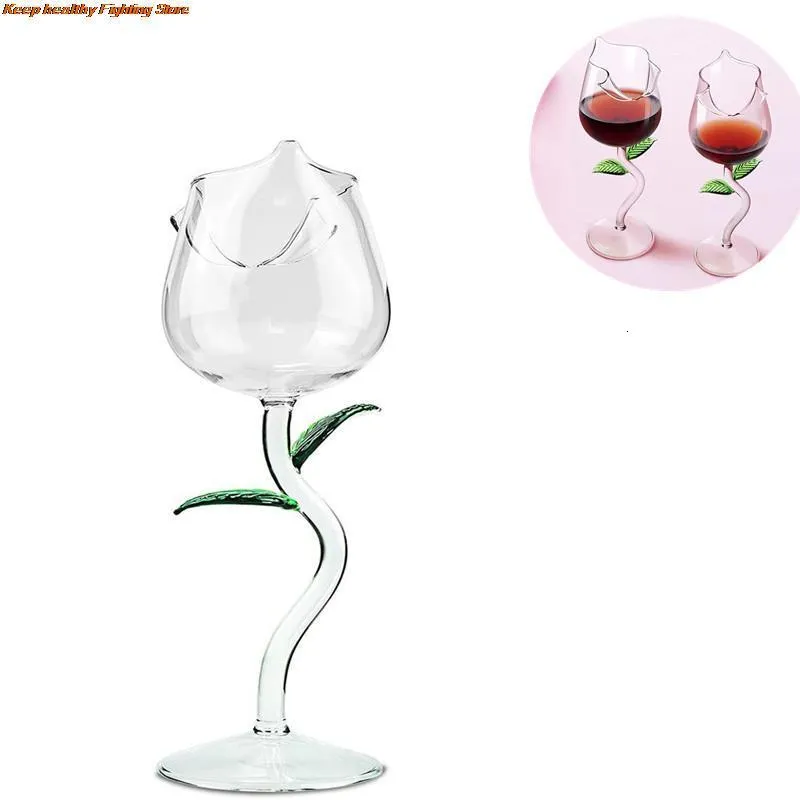 Wine Glasses 1Pc Rose Flower Wine Glass Creative Women Goblet Wine Cocktail Juice Glass For Housewarming Wedding Kitchen Bar Celebration 230814