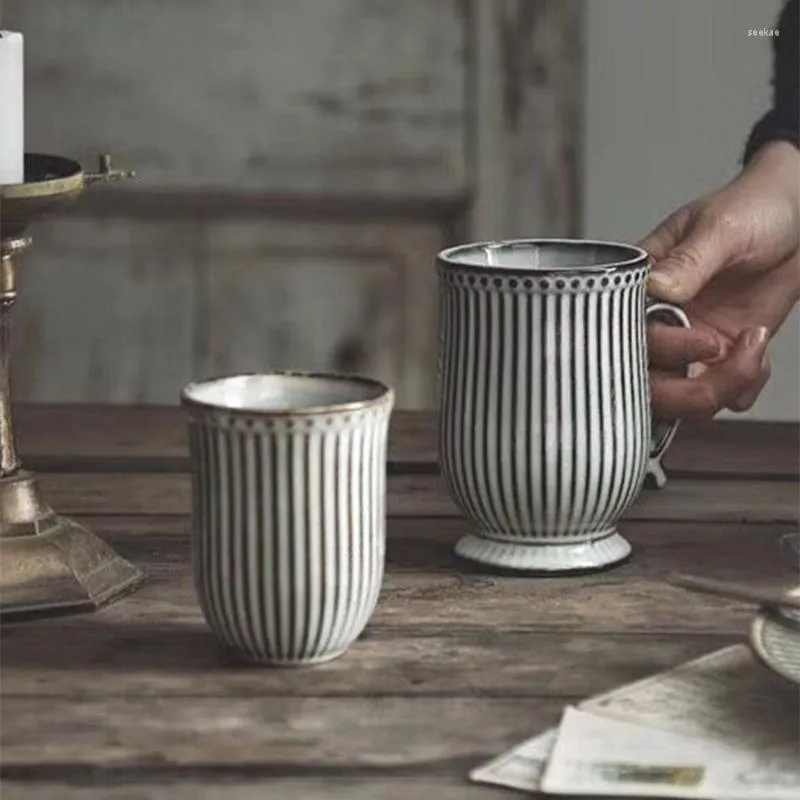 Mugs NIMITIME Retro Ceramic Milk Coffee Household Water Breakfast French Drinkware High Quality Cup