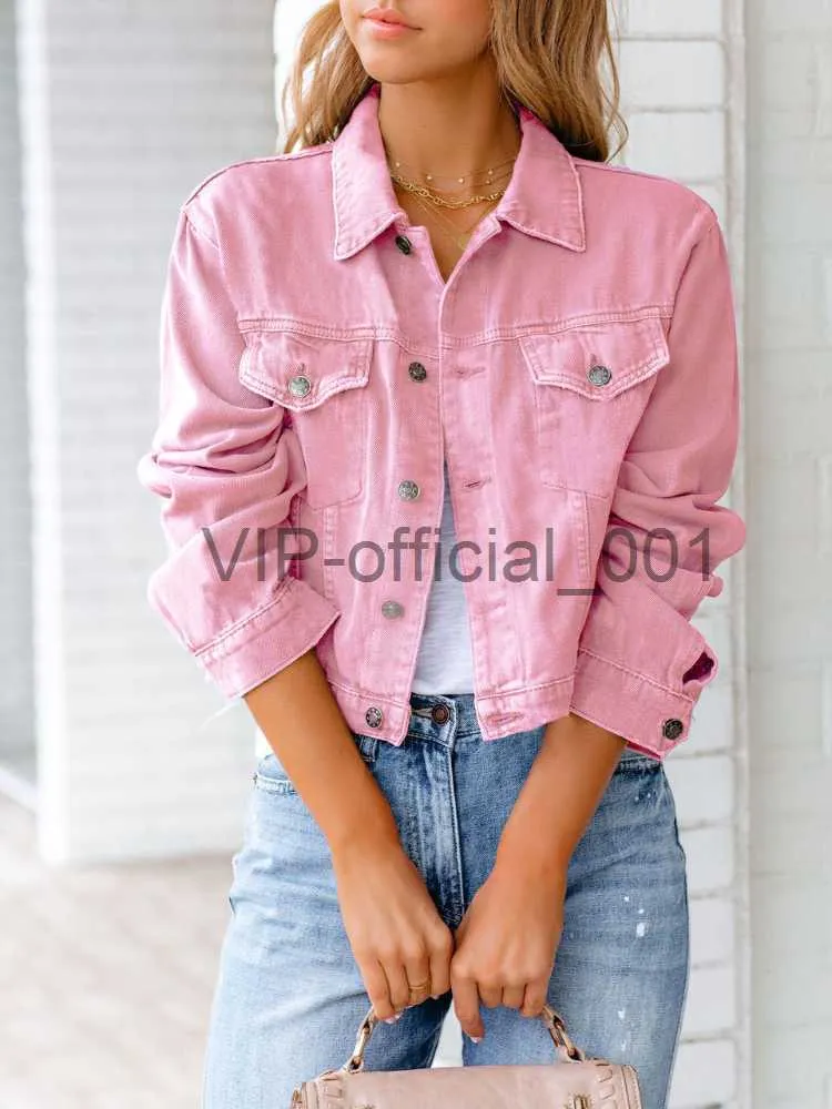 Womens Denim Jacket 2023 Spring Autumn New In Long Sleeve Casual
