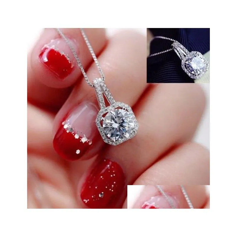 Pendant Necklaces 925 Sterling Sier Necklace American European High Quality Cubic Zirconia Diamond Girls Jewelry Wholesale Drop Deli Dh20W