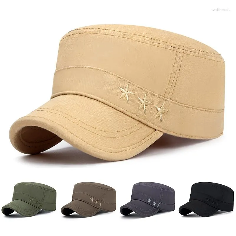 Boll Caps Spring Autumn Flat Top Washed Cotton Military Female Baseball Hat Vintage Cadet Army Hats Casual Cap 2023