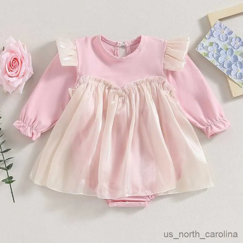 Девушка платья осень новорожденные маленькие девочки сладкое платье с рукавом с длинным рукавом.