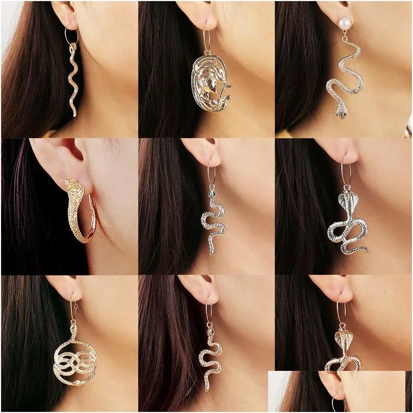 dangle chandelier snake earrings for women men animal pendant gold sier hoops erringパンクジュエリーギフトヒップホップアクセサリーdhrtx