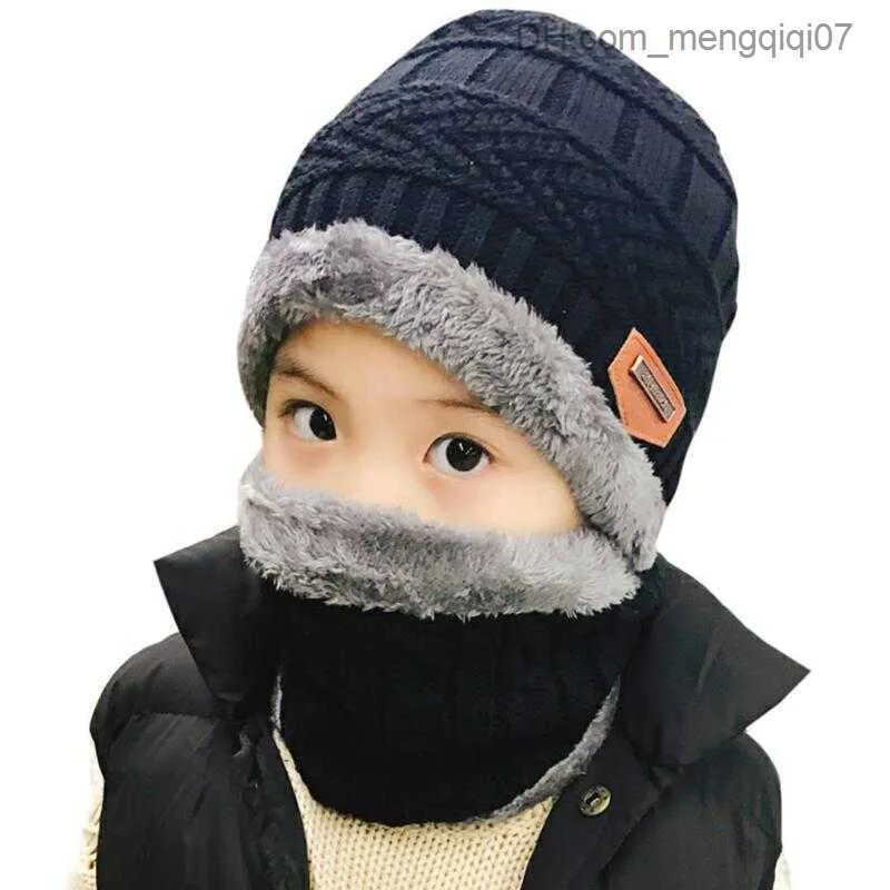 Caps Hats 2018 3-11 Year Old Children's Winter Two Piece Set Winter Children's Student Hat Balakrava Z230815