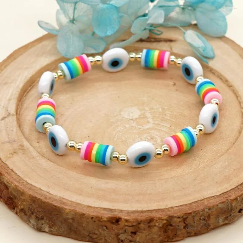 Strand Rice Bead Armband Polymer Clay Eye originalitet Fashion Simple Böhmen Elastic Force Hand Sticke Justerbar pärlor