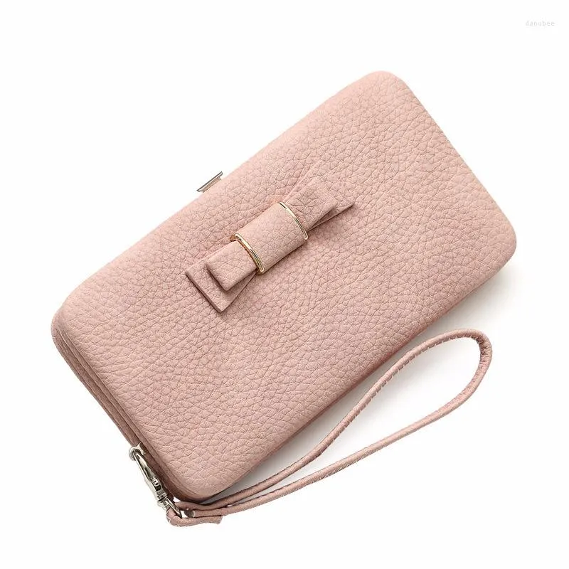 Wallets Leather Goods Women's Wallet Long Box Bowknot Mobile Phone Bag Large Capacity