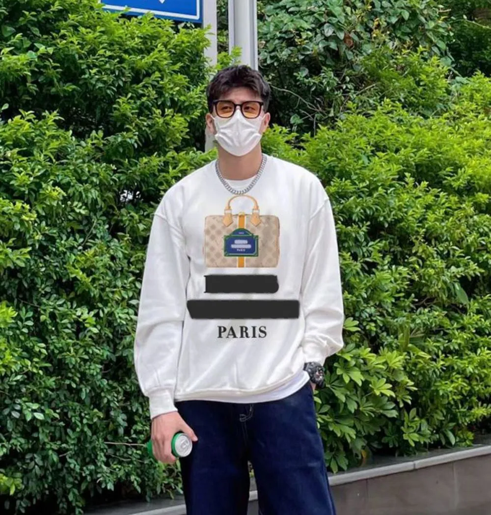 Xinxinbuy Men Women Designer Sweatshirt Letter Gedrukte handtas trui grijs blauw zwart wit s-2xl