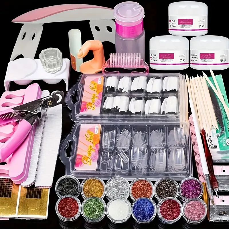 Amazon.com: Cooserry Acrylic Nail Kit for Beginners with Everything - 115  in 1 Nail Kit Set Professional Acrylic with Everything Acrylic Nail Supplies  Gel Nail Polish Kit with Light Acrylic Nail Kit