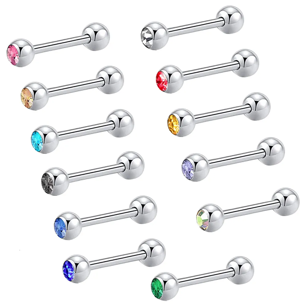 Labret läpppiercing smycken rostfritt stål tungnippel sköld skivstång ring bar kropp hållare 14g 16mm 12 färg vara välj rak 230814