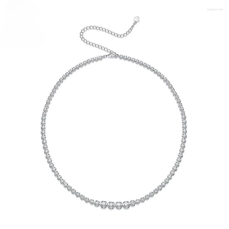 Цепи 1,2 D Color VVS Clarity EX Cut Moissanite теннисный ожерелье S925 Серебряное классическое ожерелье. Подарок годовщины N002