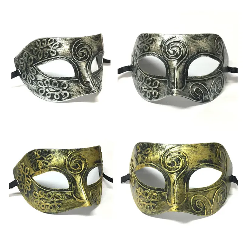 Gouden en zilveren retro Venetiaanse maskers Romeinse gladiator Halloween Party Mask Man Vrouw Kinderen Mardi Gras Masquerade Maskzz