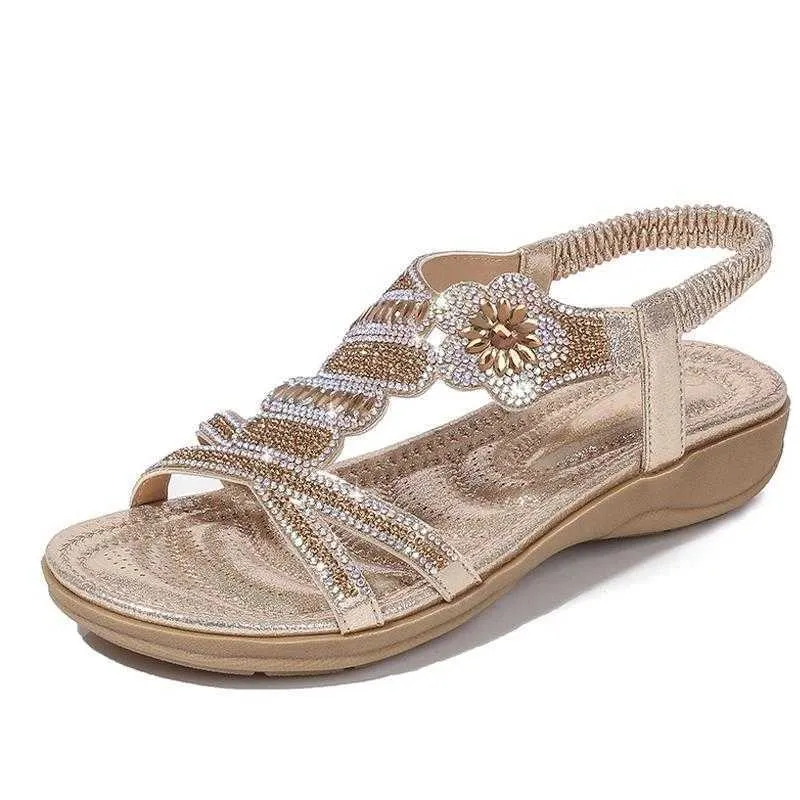 Mode casual sandalen vrouwen plat wiggen feest diamanten gladiator zomerschoenen meisjes lage hakken sandalia's mujer feminina 230807