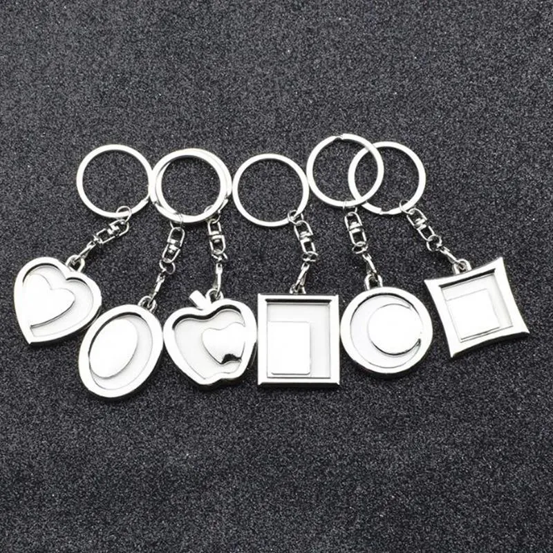 Fotoram Nyckelringslegering Locket Lover Bild Key Chain Key Rings Hjärthängen för kvinnor Män jubileum Present
