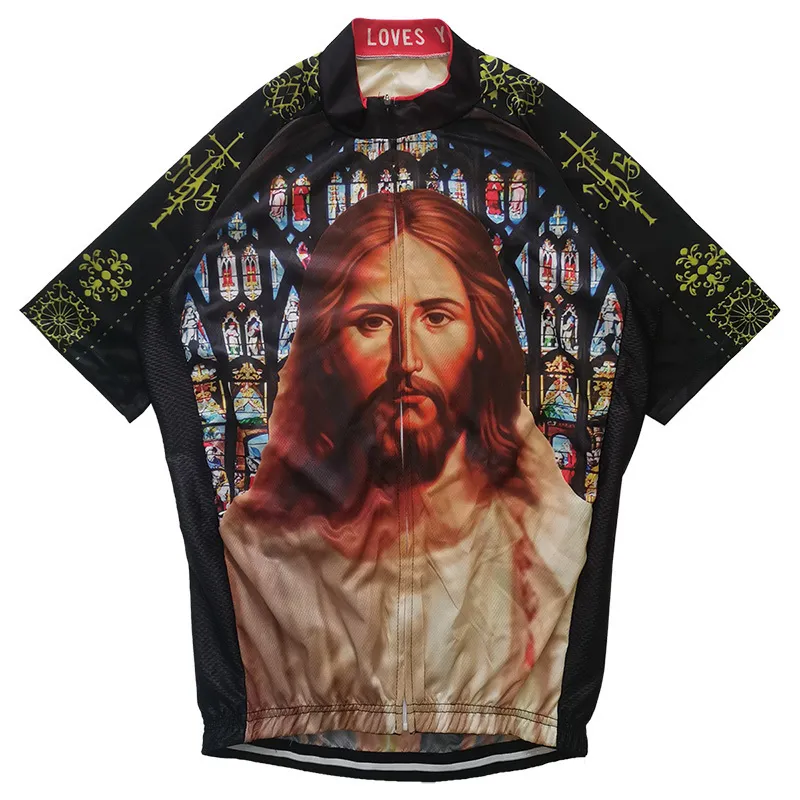 Cycling Shirts Tops Short Sleeve Jersey Jesus Christian Road Cycling Clothes Bike Shirt Coat MTB Sweater Wear Camping Top Bicycle Pocket Church God 230815