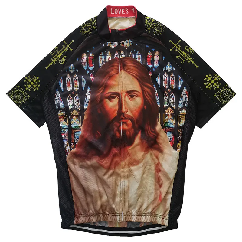 Camas de ciclismo Tops Jersey Shorve Jersey Jesus Christian Road Roupas Roupas de bicicleta Camisa MTB Sweater Use acampamento Top Bicycle Pocket Church God 230815