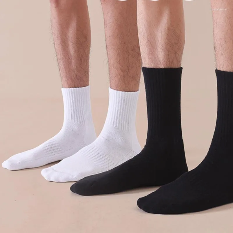 Men's Socks 1 Pair Thickened Men Women Towel Bottoms White Sports Loop Waist Pure Black Running Cotton