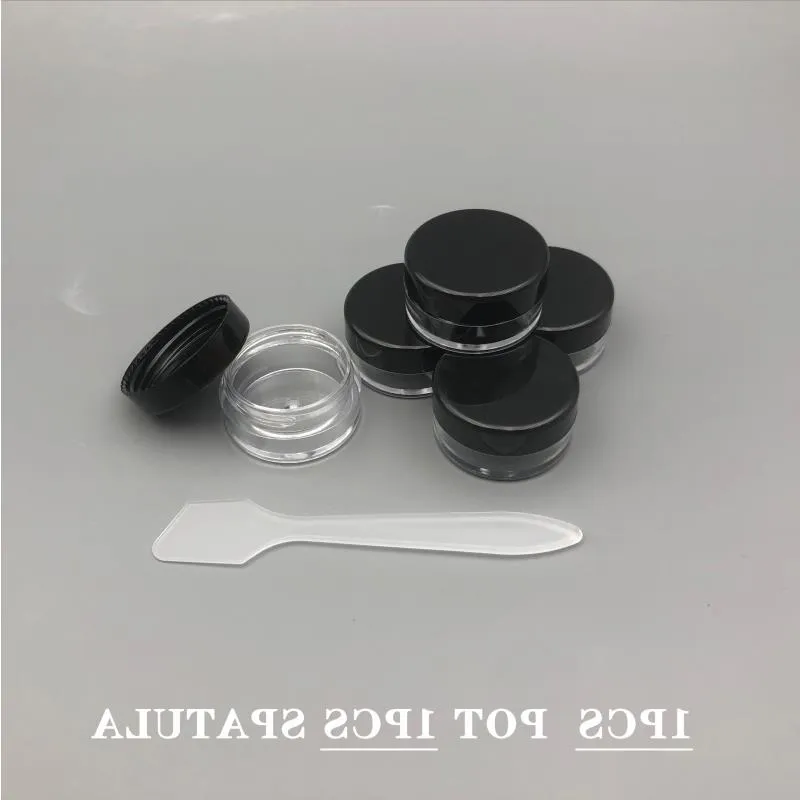 5 Gram Plastic Pot Jars 5 ML Jar Cosmetic Containers Sample Empty Container Clear Plastic Refillable Containers Screw Cap Lids W/ Spatu Uias