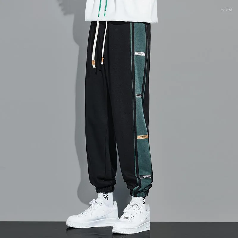 Men's Pants Sports Thin 2023 Summer Korean Style Ankle Tied Casual Stitching Harem Sweatpants Men Fashion Brands