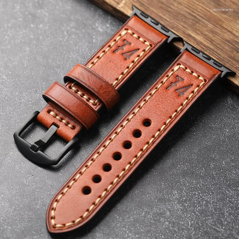 Watch Bands El yapımı kafa deri izleme bandı Apple için kabartmalı harflerle 49mm 45mm 44mm Ultra 8/7 Erkek Sebze Bracele