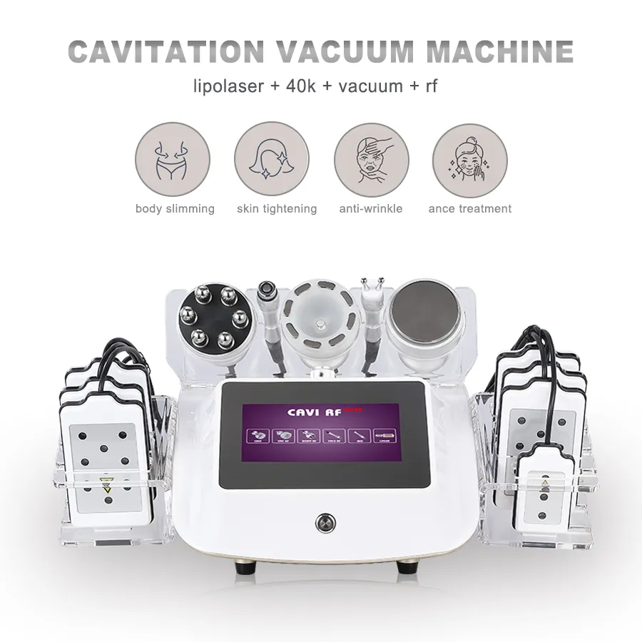 Macchina dimagrante portatile per cavitazione ad ultrasuoni 40K Lipolaser ad ultrasuoni RF Vuoto per perdita di peso corporeo Cavi Lipo Macchine Contouring