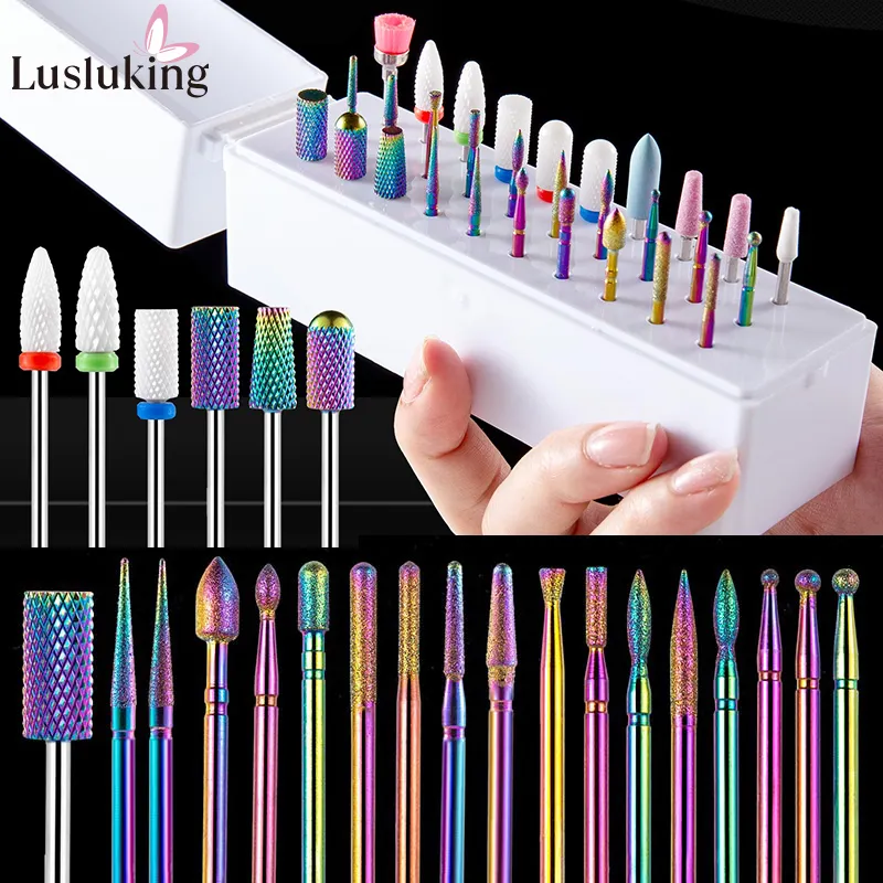 Nail Manicure Set 30pcs Drill Bits Ceramic Diamond Cuticle Efile Tungsten Carbide Milling Cutter for Remover Acrylic Gel Tools 230815