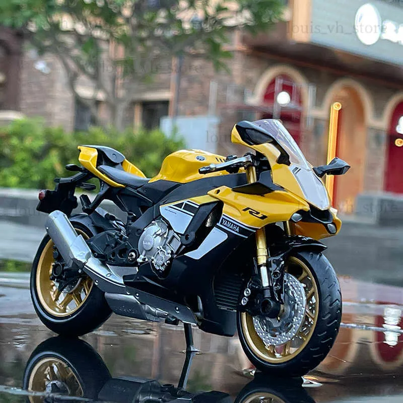 1 12 Yamaha YZF-R1 YZFR1 Racing Motorcycles Simulation Alloy Motorcycle Model Shock Absorbers Collection Toy Car Kid Gift T230815