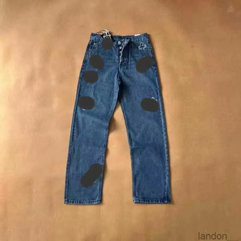 V32a heren en dames jeans pant 2023 modemerk gespoeld leer rechte broek voor mannen en vrouwen paren 8h24