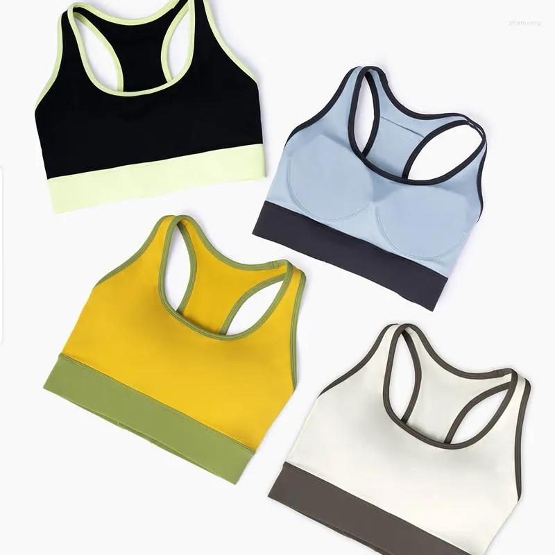 Yoga -outfit Wyplosz Crop Top Women Bras Gym Sport Underwear Sportkleding Gevotte fitness Mediale kracht Lycra Patchwork Stoffen Pocket Running