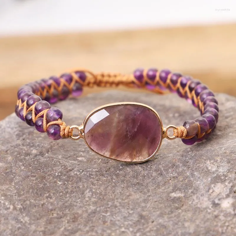 Bedelarmbanden natuursteen snaar kralen gevlochten armband bangle vrouwen mannen handgemaakte yoga sieraden bohemia kwarts warp boho