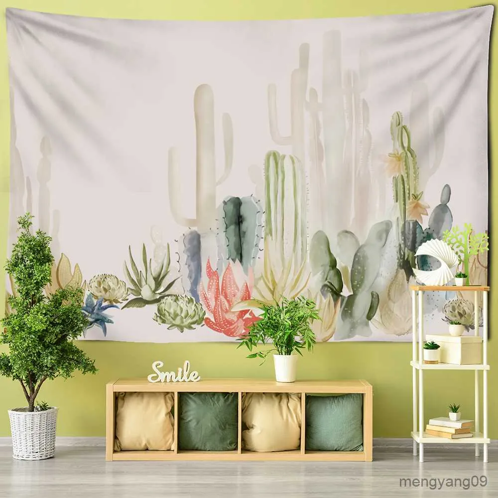 Audio inchiostro dipinto di cactus muro di arazzi pianta tropicale Simple soggiorno decorazioni R230815