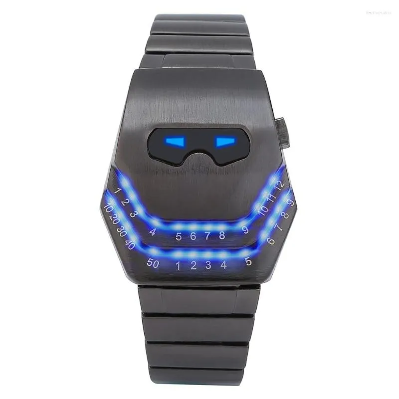 Wristwatches Led Cool Fashion Snake Face Dial Steel Belt Blue Analog Digital Electronic Watch For Fashionable Minimalist Atmospheric