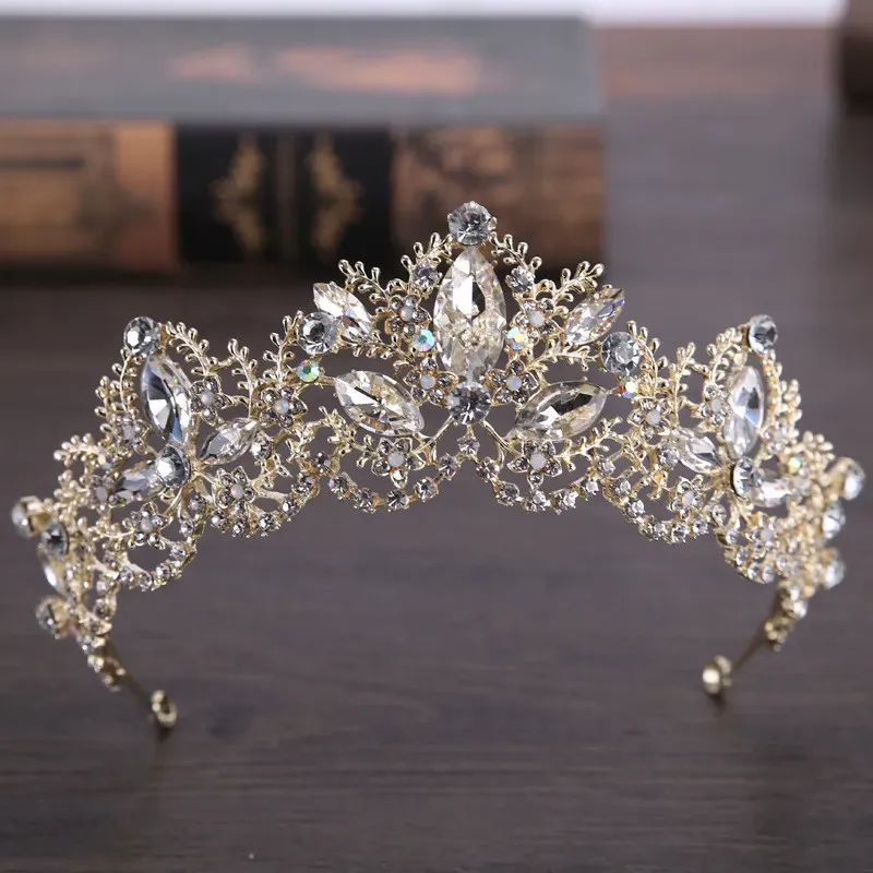 Pageant Quinceanera bruiloftskronen voor vrouwen bling strass rainestone kralen haar sieraden bruids headpieces tiaras feestjurkenzzzz