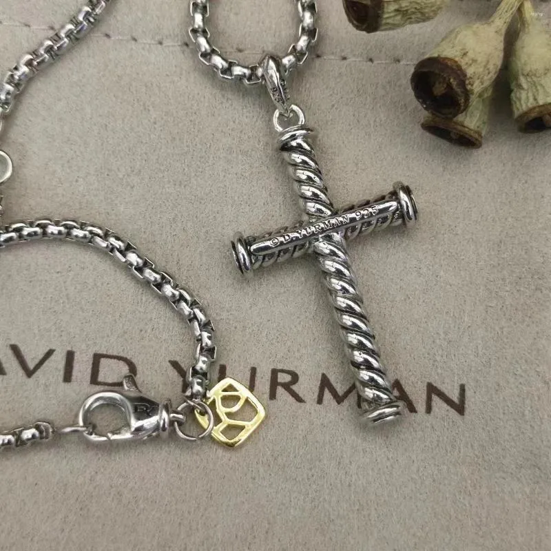 Pendant Necklaces HSC Davidy Jewelry 925 Sterling Cable Cross Necklace 2023 Stylependientes Plata Silver Color Charm Fashion Athens