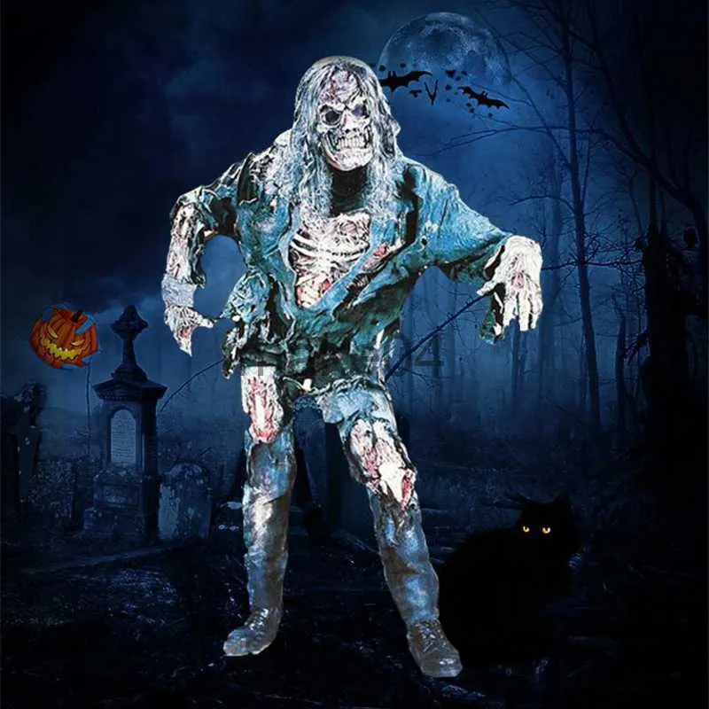 Nyhetsartiklar Halloween Ghost Cosplay Costume Vuxen Horror Zombie Full Body Cover Jumpsuit Masquerade Fancy Dress Halloween Party Decoration J230815