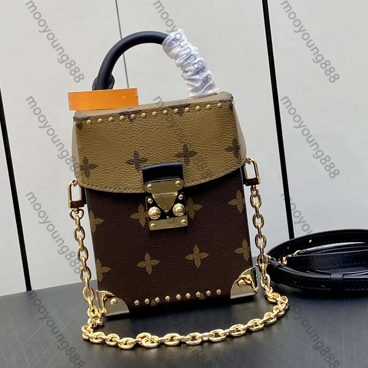 12A Upgrade Spiegel Kwaliteit Designer Camera Box Tas Luxe handtassen met mini-handvat Omgekeerd gecoat canvas Portemonnee Bruine Letters Tas Crossbody Schoudertas met kettingriem