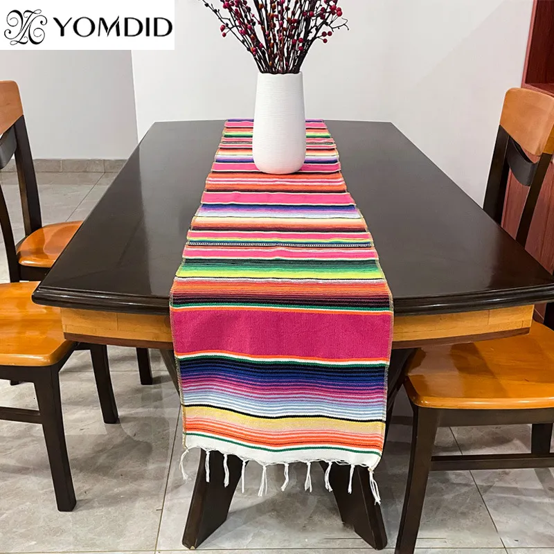 Tavolo corridore yomdid 1 pc cotone tavolo bandiera in stile messicano tavolo da tavolo corridore per decorazioni per matrimoni banchetto festa di compleanno decorazione 230814