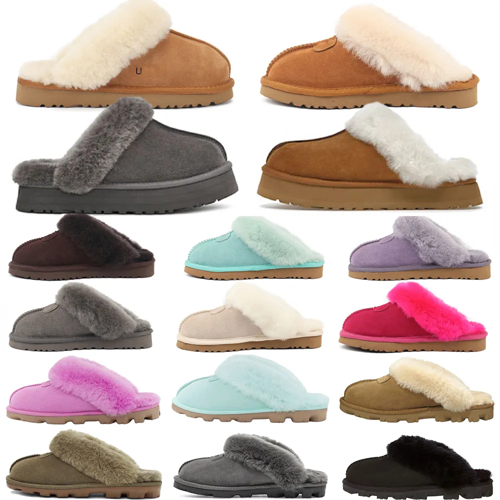 Botas Designer Tasman Chinelos Chesut Fur Furry Slides Shearling Mules Mulheres Ultra Mini Plataforma Botas Slip-on Fluffy Slipper Camurça