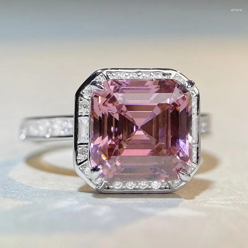 Clusterringe Pink Diamond Damen Ring S925 Sterling Silber Rouge Turmalin Farbschatz Voll eingelegtes Bag Stil Luxusschmuck