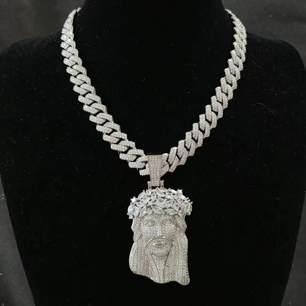 Ювелирные изделия из муассанита багет в стиле хип-хоп Iced Out Иисус, ожерелье на заказ, кулон