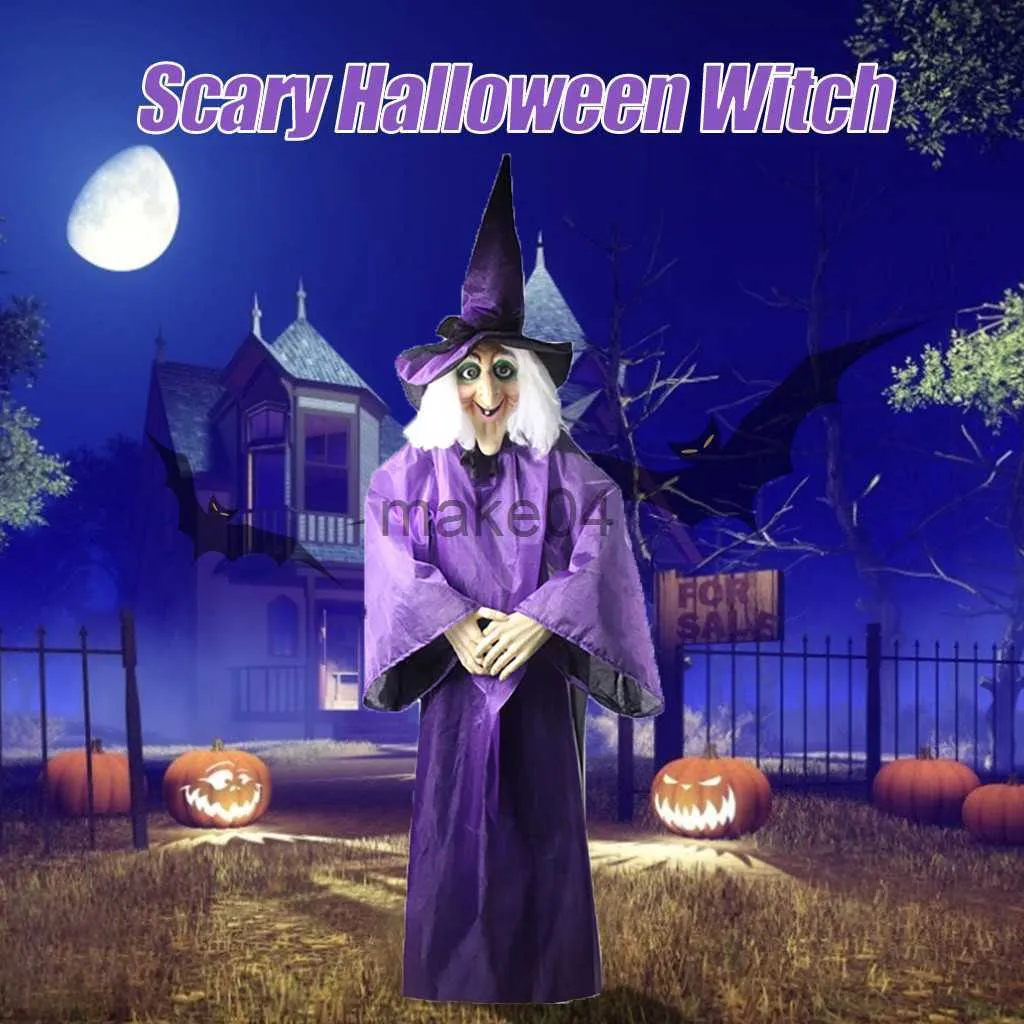 Nowościowe przedmioty Halloween Dekor animowany fioletowy wiedźma wisząca house dekoracje rekwizytów LED Eye J230815