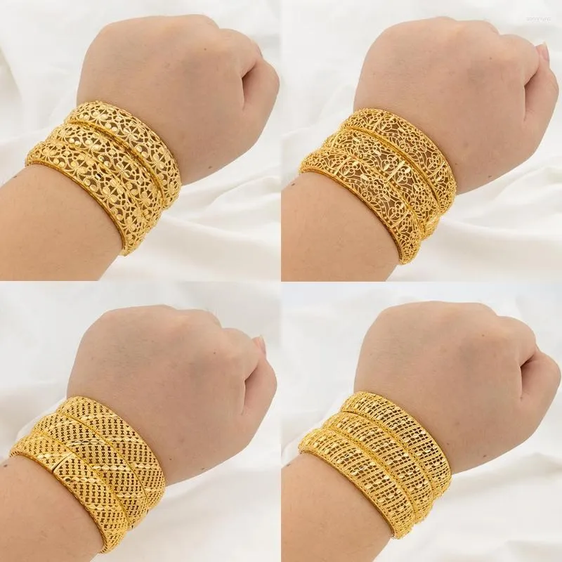 Bangle 12pcs złoto plisowane bransoletki biżuteria Dubaj Afrykańskie kobiety urok luksusowa bransoletka Nigerian Wedding Bankiet Prezenty Akcesoria