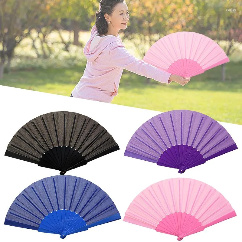 Decorative Figurines Chinese Fan Folding Hand Held Fans Dance Plastic Wedding Party Prop Favour Fabric