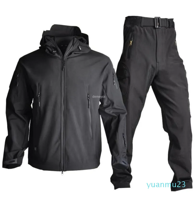 Army Camouflage Jacket Pants Set Softshell Tactical Combat Jacket Set Waterproof Hunting Windbreaker Clothes