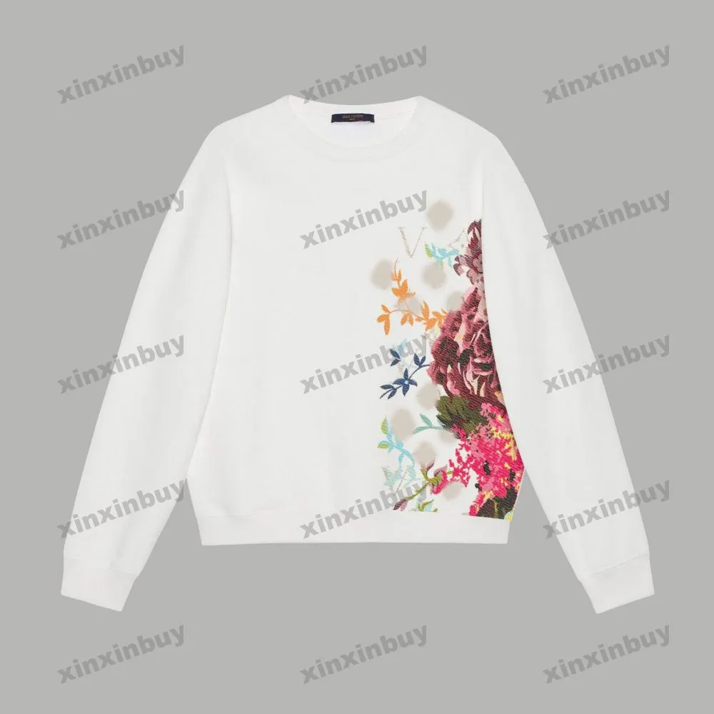 xinxinbuy Men women designer Sweatshirt Colorful floral graffiti printing sweater gray blue black white M-2XL