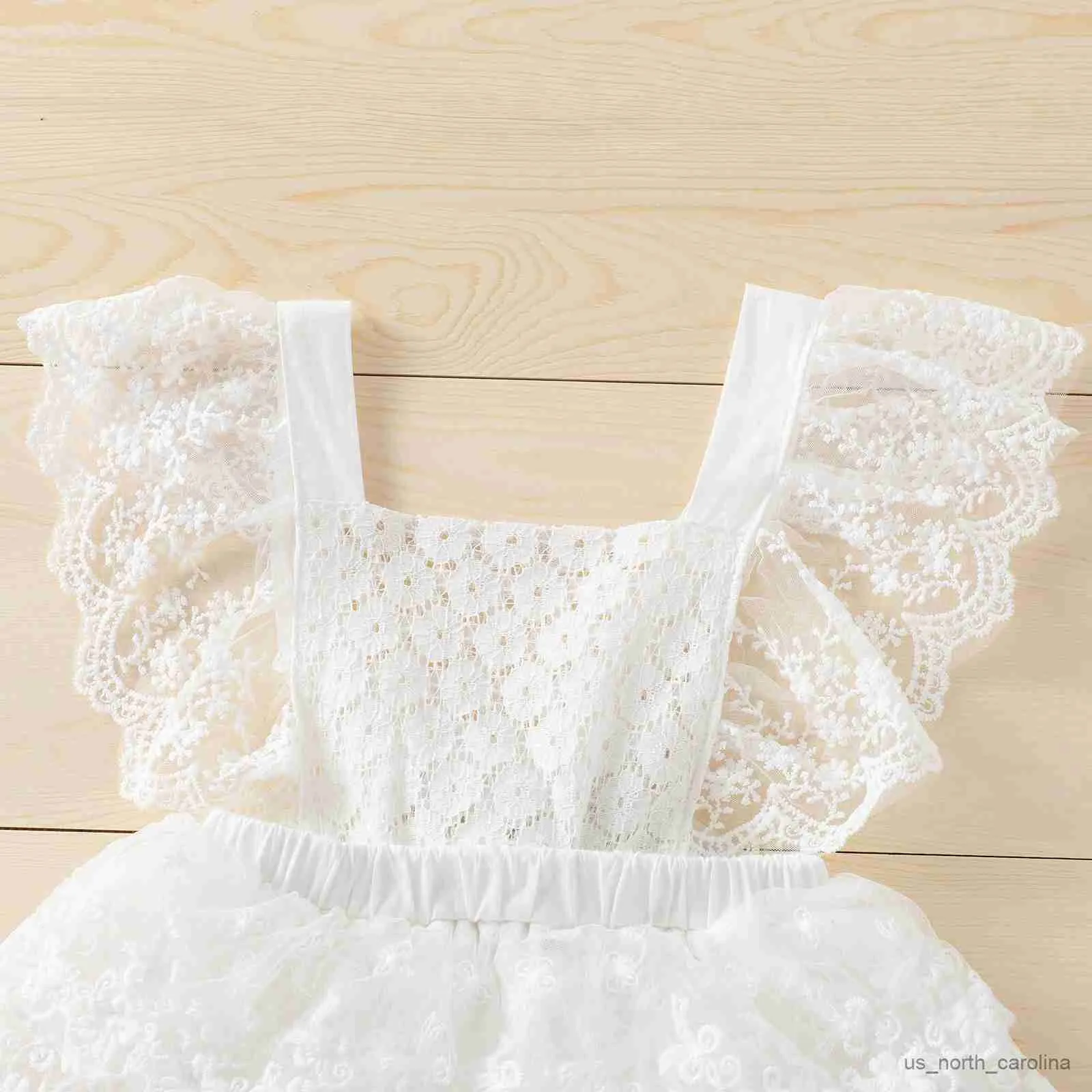 女の子のドレスファッション夏の服新生児の女の女の袖の女の白いロンパージャンプスーツドレスレイヤード衣装0-24m R230815