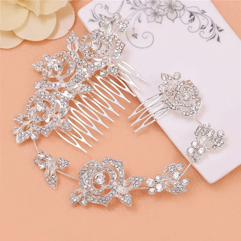 New Arrival Fairy Floral Bridal Hair Comb Crsytal Rhinestone Wedding Party Hair Accessories Formal Alloy Event Headpiece